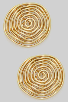 Swirly Curved Brass Post Earrings