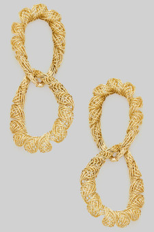 Intricate Twisted Linked Brass Teardrop Earrings