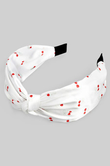 Knotted Bow Cherry Print Headband