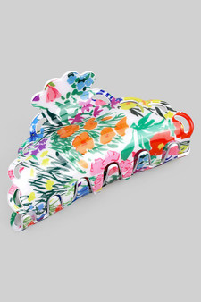 Multi Colored Flower Print Hair Clip