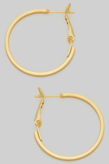 Classic 14K Gold Dipped Slim Bar Hoop Earrings