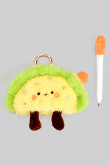 Plush Hard Shell Taco Keychain With Hidden Pen