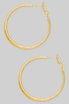 Double Stacked Textured Brass Hoop Earrings