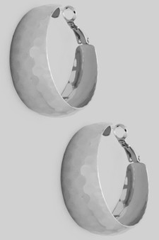 Dimpled Brass Hoop One And A Half Inch Earrings