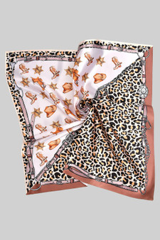 Half Cowboy Half Cheetah Print Silky Square Scarf