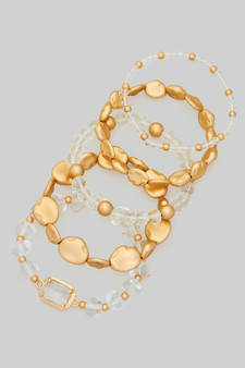 Five Piece Glass Ccb Acrylic Stretch Bracelet