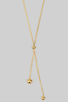 18K Gold Dipped Bolo Style Necklace With Ball Pendants