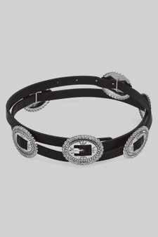 Western Concho Slider Skinny Belt