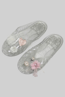 Heart Flower And Rs Jelly Sandal Shoe Charms Set