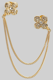 Two Piece Cz Pave Flower Pin Brooch Pins