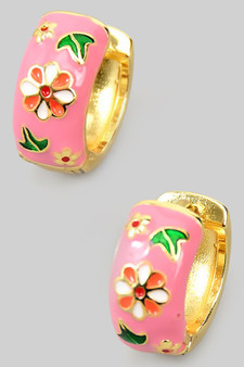 Lacquered Floral Hinge Hoops