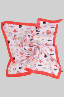Sea Shell Motif Silky Square Scarf