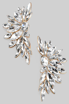 Fanned Out Rhinestone Cluster Drop Earrings