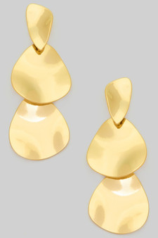 Triple Tiered Hammered Drop Earrings