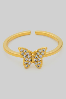 Delicate Cz Pave Butterfly Ring