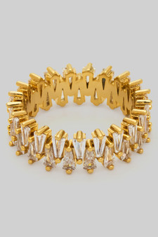 Dazzling Triangular Cz Stone Band Ring