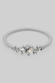 Dainty Baguette And Cz Pave Band Ring