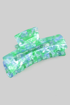 Marbled Curved Rectangular Cut Out Hair Clip
