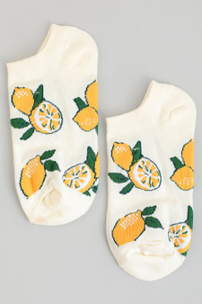 Lemon Print No Show Ankle Socks
