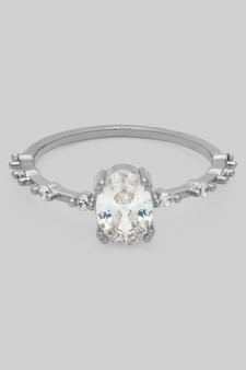 Elegant Oval Cz Stone With Pave Ring