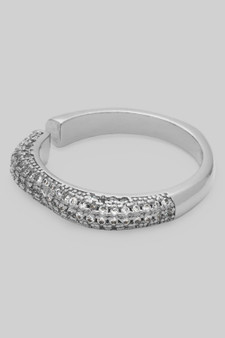 Open Geo Micro Cz Pave Brass Ring
