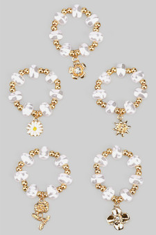 Five Piece Fwp Floral Stretch Ring Set