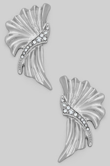 Fanned Out Drop Earrings With Cz Pave