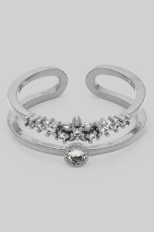 Delicate Round Cz And Pave Stack Cut Out Ring