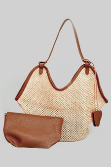 Woven Beach Bag W Magnetic Glasses Holder And Pouch
