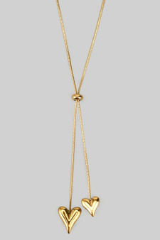 Stainless Steel Bolo Style Heart Pendant Necklace