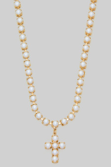 Pearl Cross Pendant Necklace