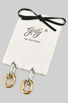 18K Gold Dipped Two Tone Chain Hoops