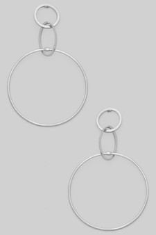 Interlocking Brass Tiered Circle Drop Earrings