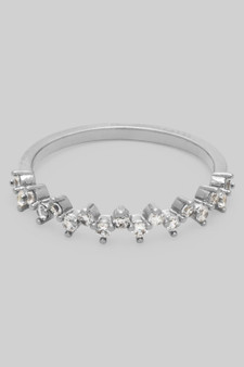 Dainty Cz Bow Link Thin Band Ring