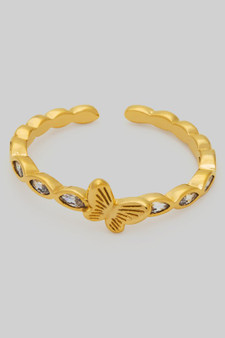 Ellipsis Cz Band Ring With Butterfly
