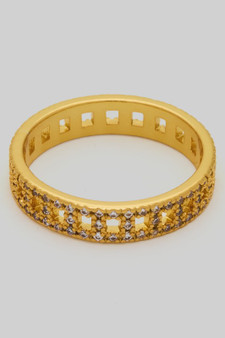 Track Band Cut Out Cz Pave Ring
