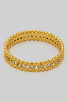 Textured Cz Pave Stacked Brass Ring