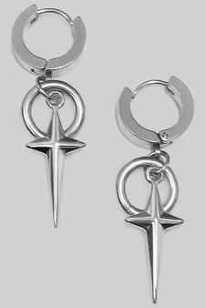 Stainless Steel Hoops With Star And Hoop Charms