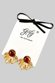 18K Gold Dipped Resin Post Textured Petal Post Earrings
