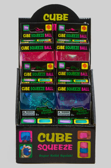 Glittery Squishy Cube Stress Relief Assorted Dozen Pack