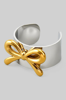18K Steel Two Tone Bow Wide Band Ring