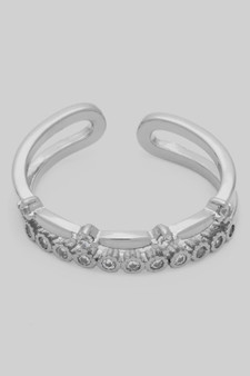Double Stacked Cut Out Ring With Cz Pave