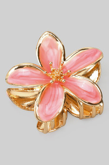 Brass Lacquered Flower Hair Clip