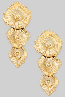 Triple Tiered Flower Drop Earrings