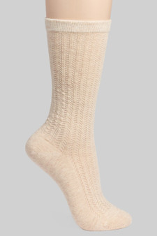 Cotton Blend Calf Socks With Ribbed Detail
