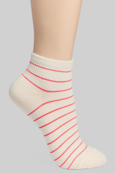 Striped And Ribbed Ankle Socks