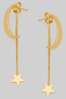 Crescent Moon Ear Jacket With Dangling Star