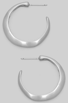 Slight Wavy Textured Shiny Brass Hoops