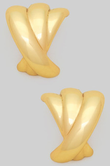 Brass Triple Half Scoop Hoop Earrings