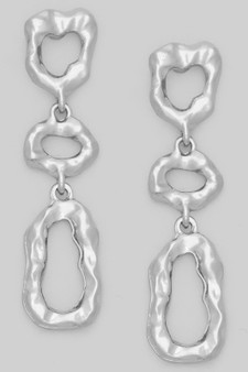 Hammered Triple Tier Brass Drop Earrings